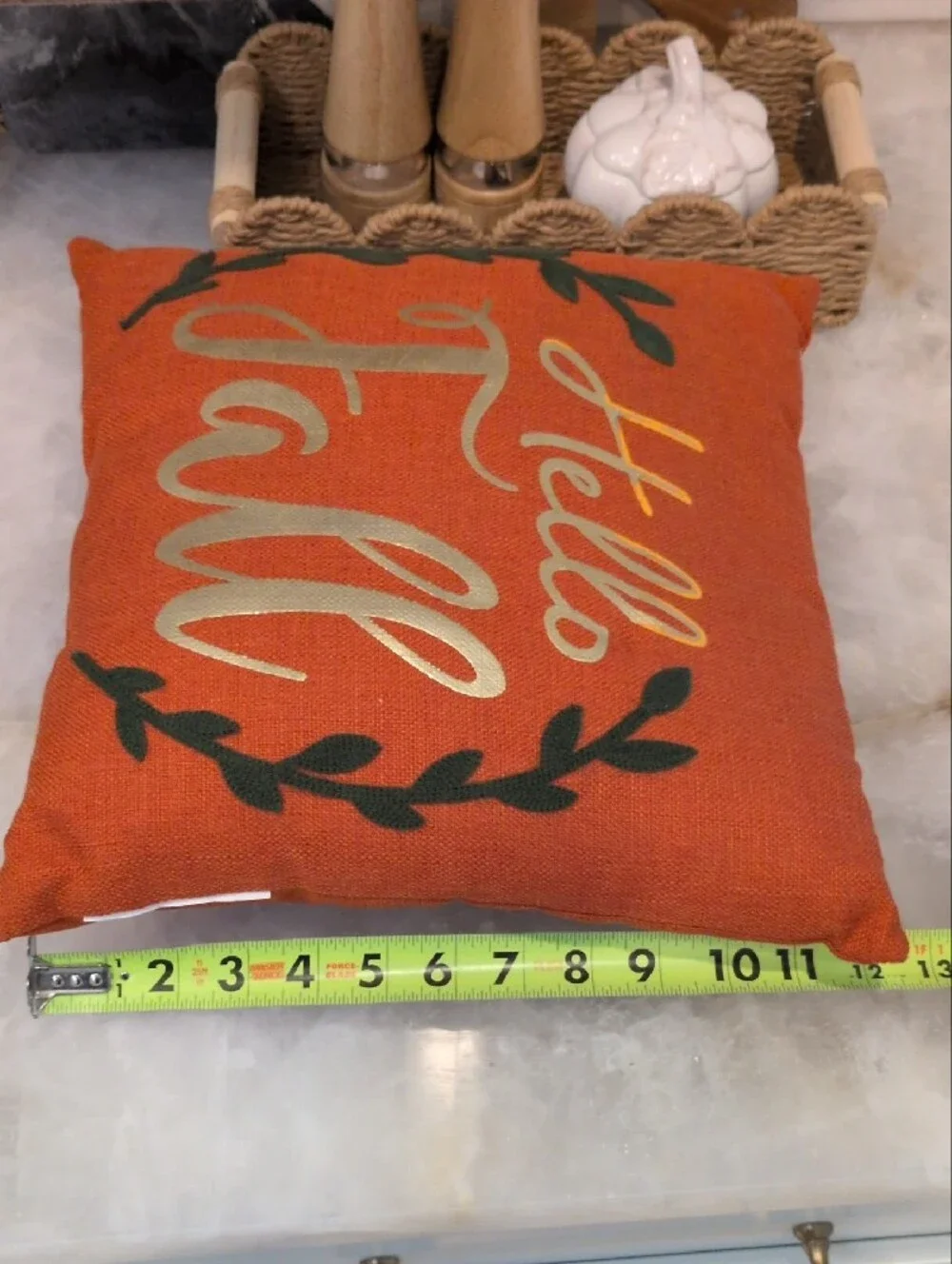 Hello Fall Orange Decorative Pillow